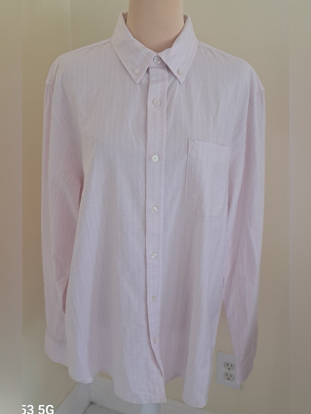 Men's Light Pink Button-Down Shirt with Chest Pocket